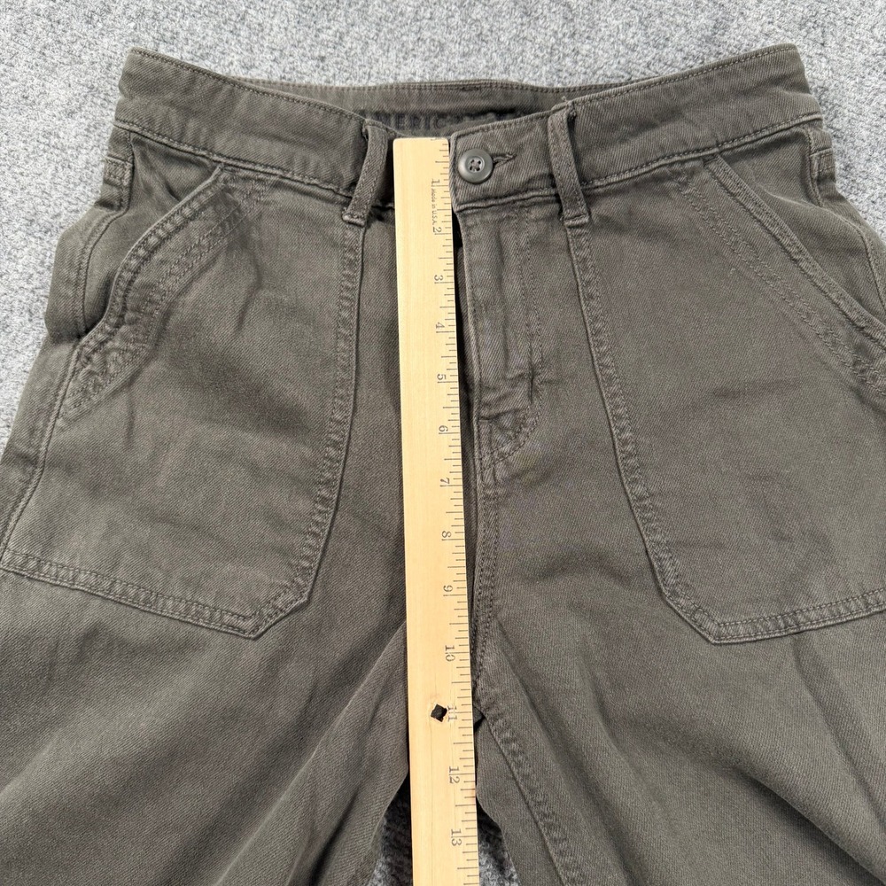 American Eagle Wide Leg Pants Womens 6 Brown Stretch High Rise Utility Trousers - Picture 4 of 9
